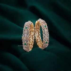 Diamond Bangles with Emerald Accents