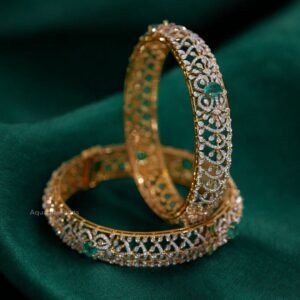 Aura Emerald Filigree Diamond Bangles