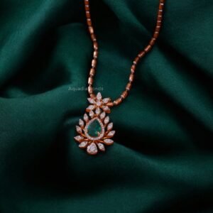 Rose Gold Emerald Blossom Pendant