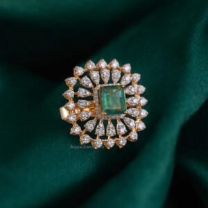 Sunburst Emerald Mandala Ring