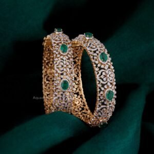 Jeweled Lattice Emerald Bangles