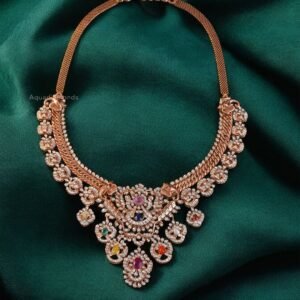 Navratna Mesh Diamond Necklace